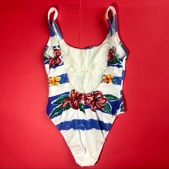 Vintage Flower Print One Piece Swimsuit - Picture 3 of 6